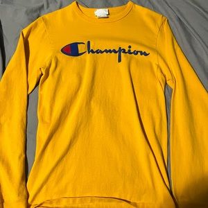 yellow long sleeve champion shirt